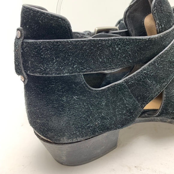 MICHAEL KORS Genuine Leather Black Suede Ankle Booties Shoes Block Heels sz 9.5 - Picture 15 of 16